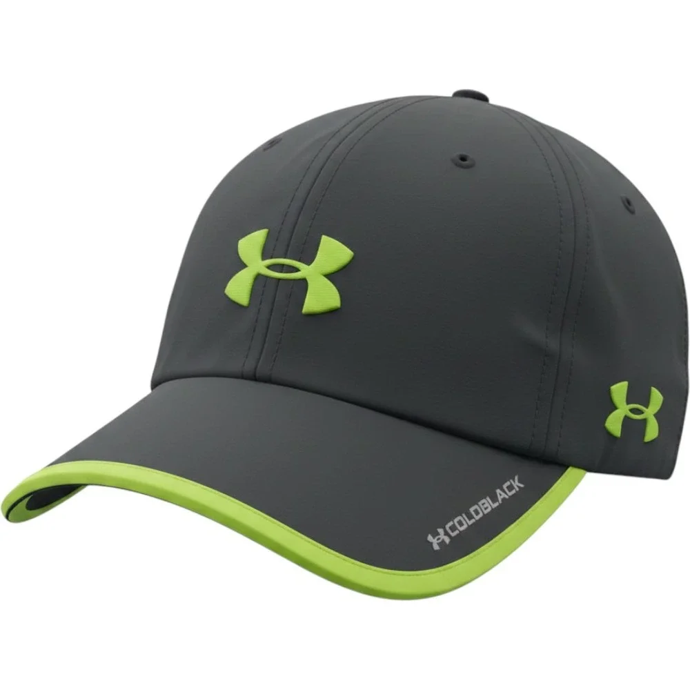 Under Armour ColdBlack Running Hat Womens OSFA Black Neon Green Performance Cap
